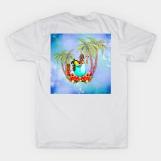 Little mermaid in a glass, tropical design T-Shirt